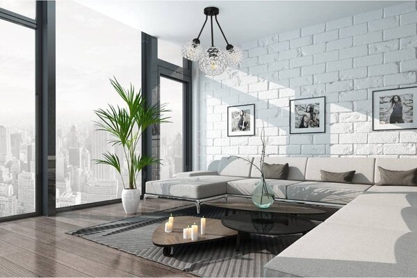 Stropné svietidlo Crystal Trio, 3x strieborné krištáľové tienidlo