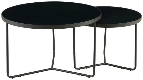 SADA KONFERENČNÝCH STOLÍKOV, čierna, kov, sklo, 60-80/60-80/44.5-49.5 cm MID.YOU - Stolíky do obývačky, Online Only
