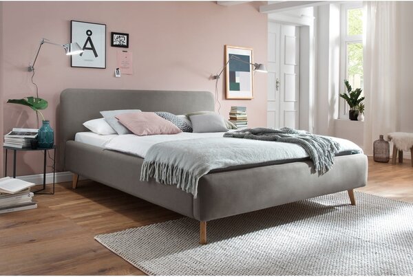 Taupe čalúnená dvojlôžková posteľ bez roštu 160x200 cm Mattis – Meise Möbel