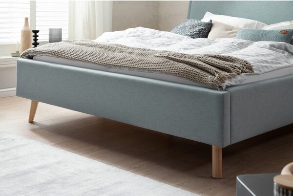 Modrá/sivá čalúnená dvojlôžková posteľ s úložným priestorom s roštom 160x200 cm Frieda – Meise Möbel