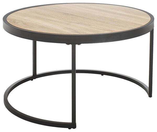 SADA KONFERENČNÝCH STOLÍKOV, čierna, farba duba, kov, sklo, kompozitné drevo, 65-80/65-80/38-40 cm MID.YOU - Stolíky do obývačky, Online Only