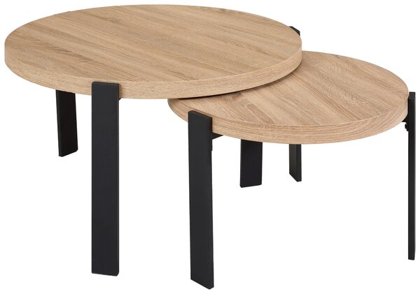 SADA KONFERENČNÝCH STOLÍKOV, čierna, farba duba, kov, kompozitné drevo, 60-80/60-80/40-45 cm MID.YOU - Stolíky do obývačky, Online Only