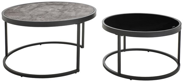 SADA KONFERENČNÝCH STOLÍKOV, sivá, čierna, kov, sklo, kompozitné drevo, 65-80/65-80/38-40 cm MID.YOU - Stolíky do obývačky, Online Only