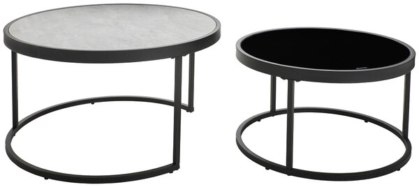 SADA KONFERENČNÝCH STOLÍKOV, čierna, svetlosivá, kov, sklo, keramika, 80/65/80/65/40/38 cm MID.YOU - Stolíky do obývačky, Online Only