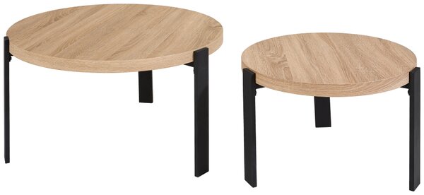 SADA KONFERENČNÝCH STOLÍKOV, čierna, farba duba, kov, kompozitné drevo, 60-80/60-80/40-45 cm MID.YOU - Stolíky do obývačky, Online Only