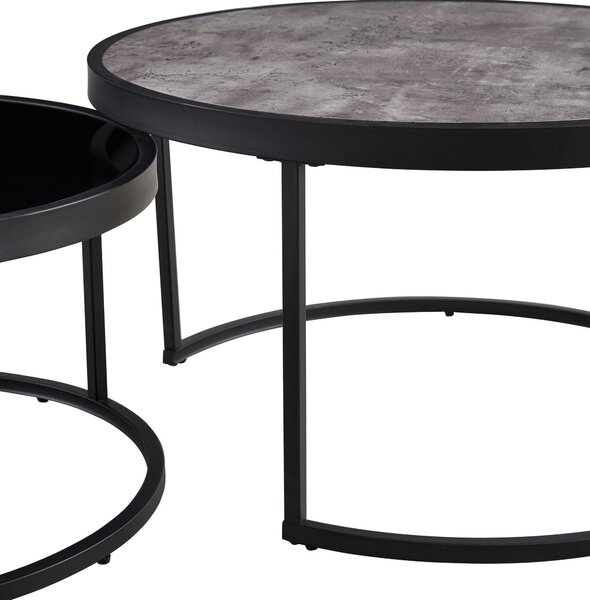 SADA KONFERENČNÝCH STOLÍKOV, sivá, čierna, kov, sklo, kompozitné drevo, 65-80/65-80/38-40 cm MID.YOU - Stolíky do obývačky, Online Only