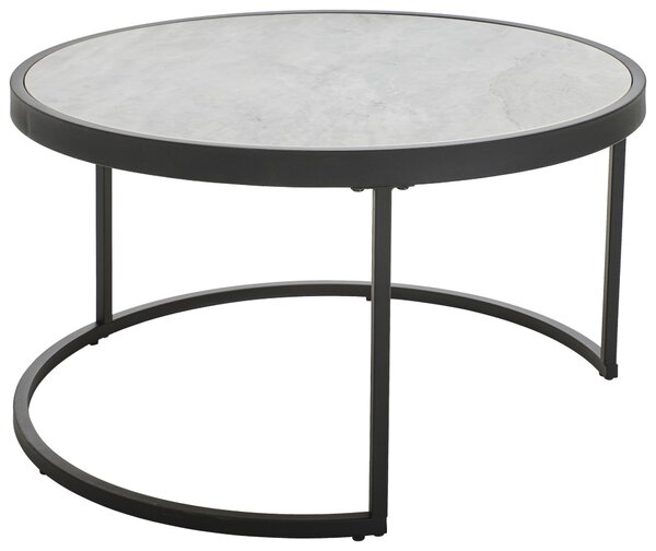 SADA KONFERENČNÝCH STOLÍKOV, čierna, svetlosivá, kov, sklo, keramika, 80/65/80/65/40/38 cm MID.YOU - Stolíky do obývačky, Online Only