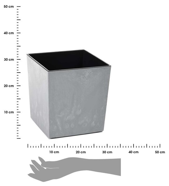 PLASTOVÝ KVETINÁČ FLORE 25X25 CM IMITÁCIA BETÓNU SIVÁ