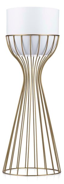 KOVOVÝ KVETINÁČ SO STOJANOM GLAM 56X20 CM BIELA/ZLATÁ
