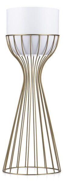 KOVOVÝ KVETINÁČ SO STOJANOM GLAM 56X20 CM BIELA/ZLATÁ