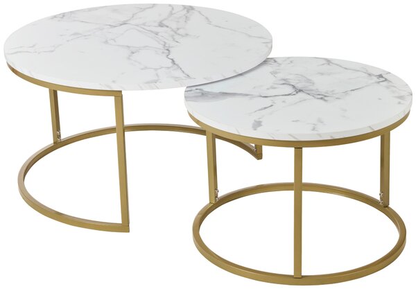 SADA KONFERENČNÝCH STOLÍKOV, biela, zlatá, kov, kompozitné drevo, 60-80/60-80/42-45 cm home24 - Stolíky do obývačky, Online Only