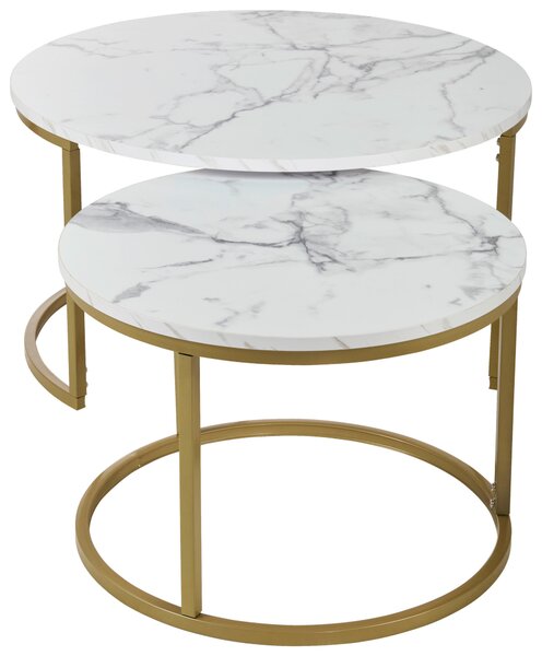 SADA KONFERENČNÝCH STOLÍKOV, biela, zlatá, kov, kompozitné drevo, 60-80/60-80/42-45 cm home24 - Stolíky do obývačky, Online Only