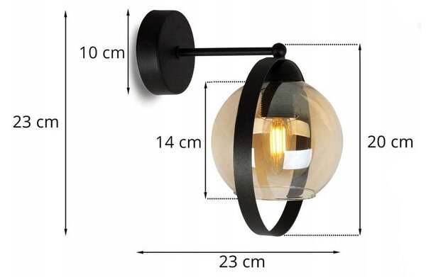 Nástenné svietidlo Haga Ring 1, 1x medové sklenené tienidlo (výber z 3 farieb uchytenia)
