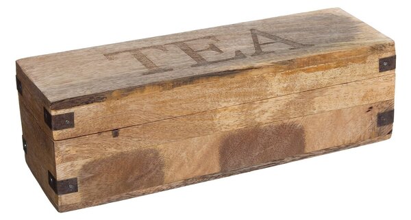 Drevený organizér na čaj Mango Wood, 32x10x9,5 cm