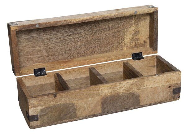 Drevený organizér na čaj Mango Wood, 32x10x9,5 cm