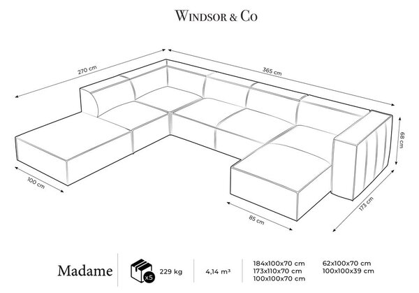 Hnedá kožená rohová pohovka (ľavý roh) Madame - Windsor & Co Sofas