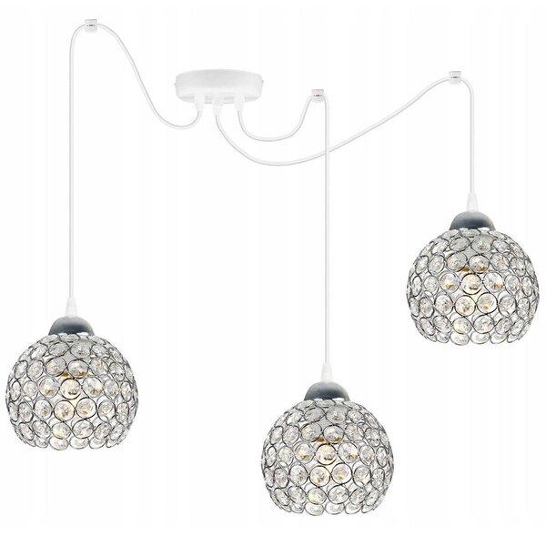 Závesné svietidlo Crystal Spider, 3x strieborné krištáľové tienidlo, (chrómové uchytenie), w