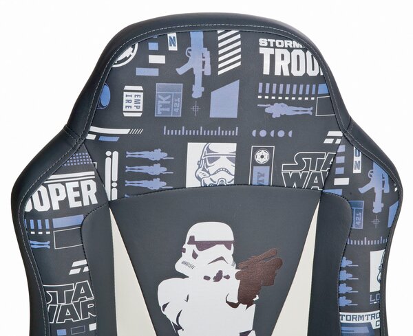 HERNÁ STOLIČKA, vzhľad kože, sivá, čierna, biela, svetlomodrá Star Wars - Online Only kancelárie, Online Only