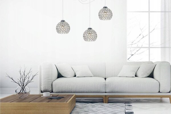 Závesné svietidlo Crystal Spider, 3x strieborné krištáľové tienidlo, (chrómové uchytenie), w