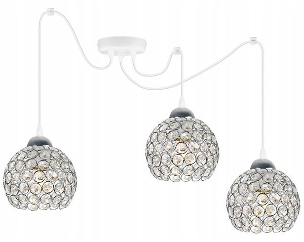 Závesné svietidlo Crystal Spider, 3x strieborné krištáľové tienidlo, (chrómové uchytenie), w