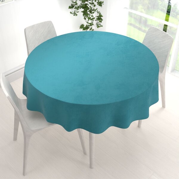 Biante Zamatový okrúhly obrus Velvet Premium SVP-035 Tyrkysovo modrý Ø 110 cm