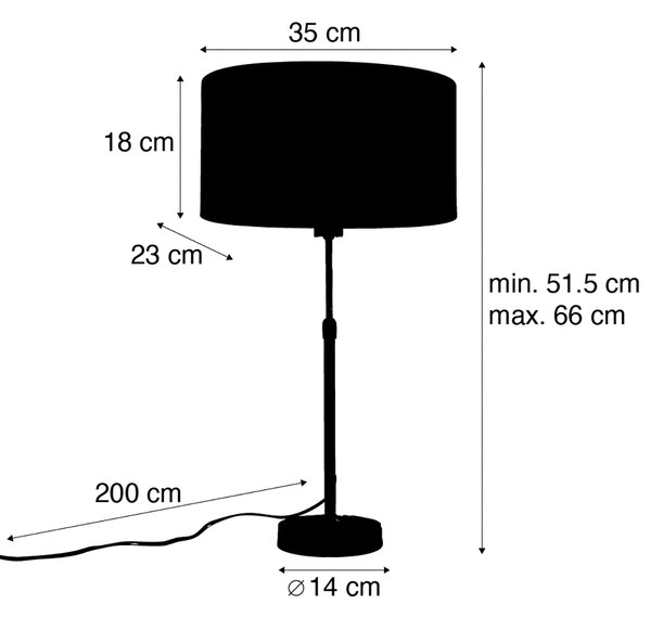 Stolná lampa bronzová s oválnym zamatovým tienidlom s dizajnom listov 35 cm - Parte