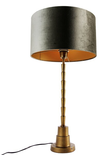 Stolná lampa bronzová so zamatovým tienidlom zelená 35 cm - Pisos