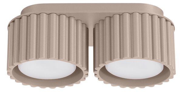 Stropné svietidlo Aura, 2x tmavobéžové hliníkové tienidlo, (6 cm)