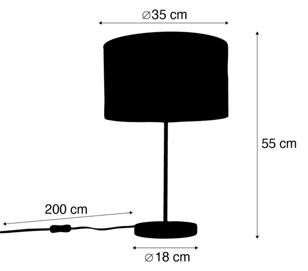 Stolná lampa mosadzná so zamatovým tienidlom taupe 35 cm - Kaso