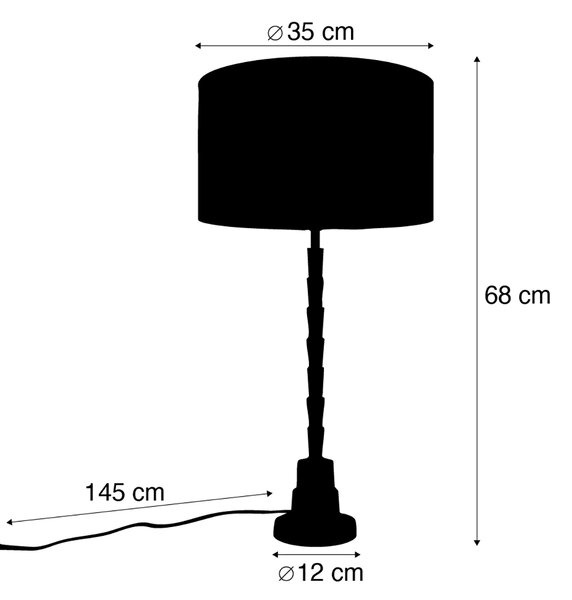 Stolná lampa bronzová s zamatovým tienidlom taupe 35cm - Pisos