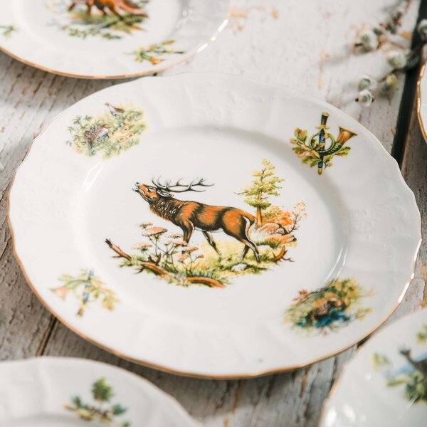 BERNADOTTE poľovník - sada porcelánových tanierov pre 6os