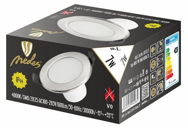LED svietidlo strieborné 7W/IP44/4000K (LDL153/S)