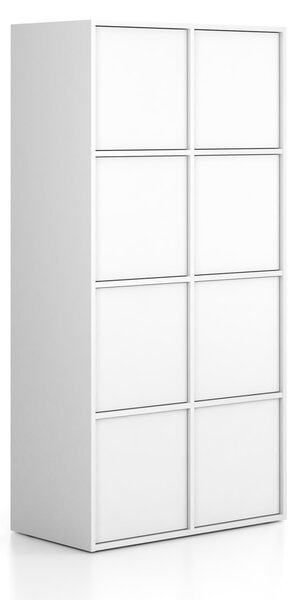 Kancelárska skriňa FRAME, 8x dvere, 872 x 450 x 1735 mm, PUSH-lock, biela