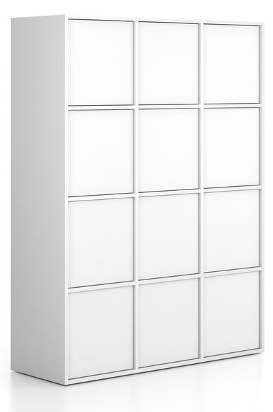 Kancelárska skriňa FRAME, 12x dvere, 1299 x 450 x 1735 mm, PUSH-lock, biela