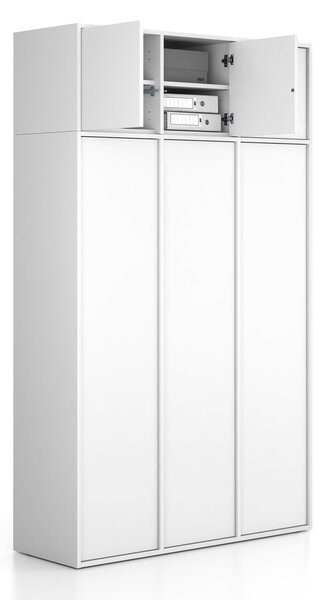 Nadstavba pre skrine FRAME, 3x dvere, 1299 x 450 x 427 mm, PUSH-lock, biela
