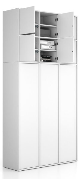 Nadstavba pre skrine FRAME, 6x dvere, 1299 x 450 x 854 mm, PUSH-lock, biela