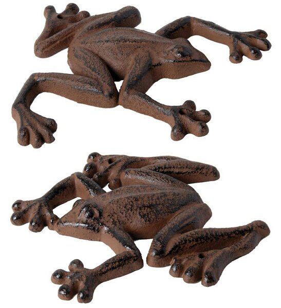 Záhradná liatinová figúrka Froggo, sada 2ks, 1,5x14,5 cm, hnedá