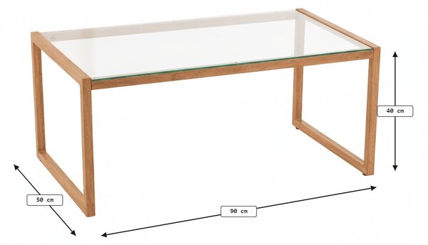 Konferenčný stolík NATURELE so sklenenou doskou 90x50 cm, tmavohnedý