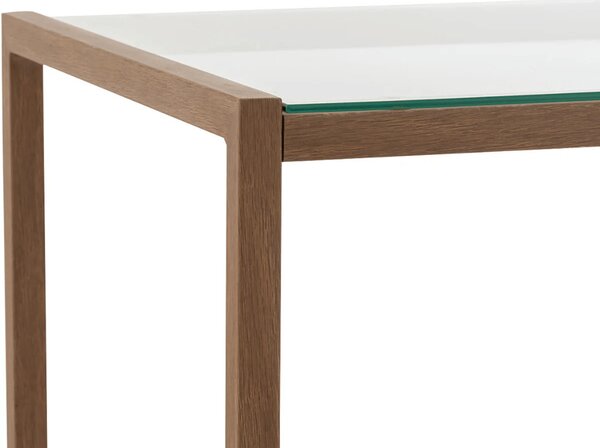 Konferenčný stolík NATURELE so sklenenou doskou 90x50 cm, tmavohnedý
