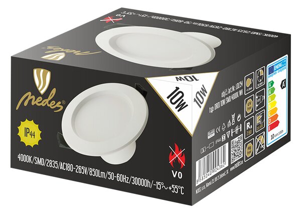 LED svietidlo 10W, IP44 do sádrokartónu biele (LDL154)