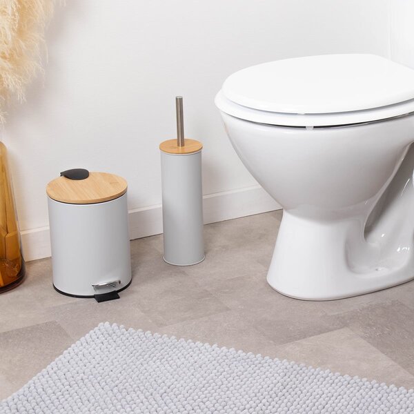WC kefa Timeless, sivá/s drevenými a chrómovými prvkami