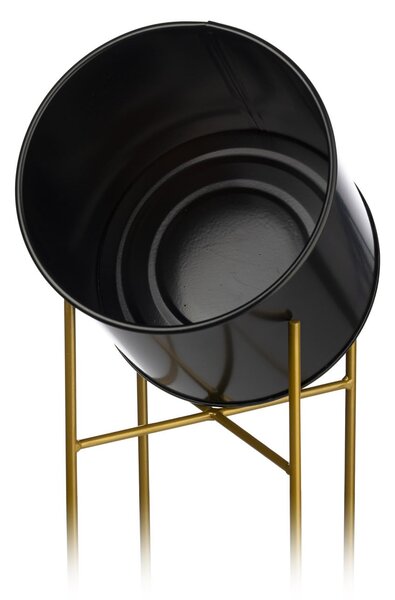 KOVOVÝ KVETINÁČ SO STOJANOM GLAMOUR 95X24 CM ČIERNA/ZLATÁ
