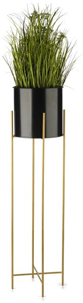 KOVOVÝ KVETINÁČ SO STOJANOM GLAMOUR 95X24 CM ČIERNA/ZLATÁ