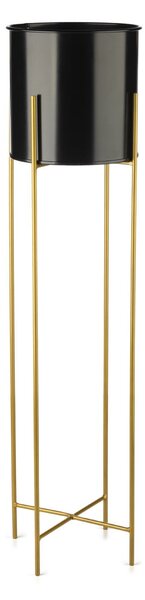 KOVOVÝ KVETINÁČ SO STOJANOM GLAMOUR 95X24 CM ČIERNA/ZLATÁ