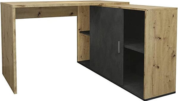 ROHOVÝ PÍSACÍ STÔL, tmavosivá, dub artisan, 119/124/75 cm MID.YOU - Online Only kancelárie, Online Only