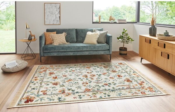 Krémový koberec z viskózy 195x300 cm Oriental Flowers – Nouristan