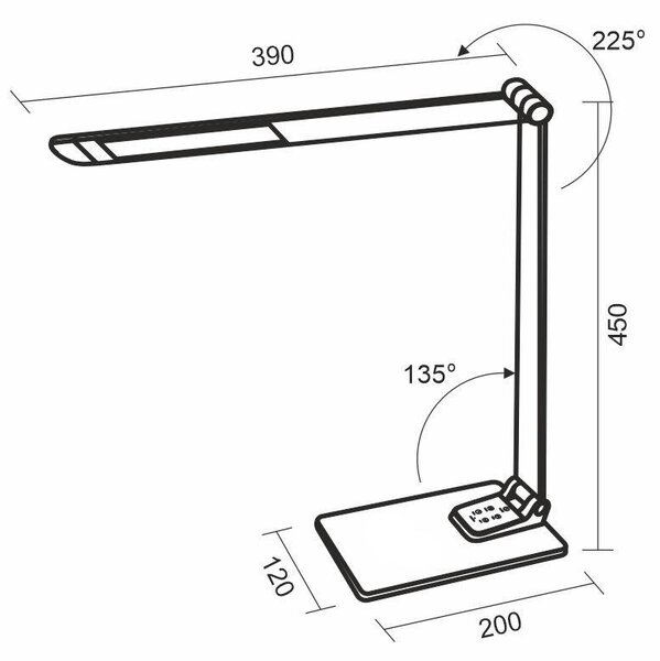 LED lampička FRIDA stmievateľná s časovačom a USB 12W (DL5302/B)