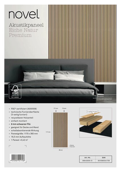 AKUSTICKÝ PANEL 36/117/1,65 cm Novel - Dekorácie na stenu