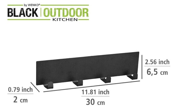 Čierna magnetická lišta na kuchynské náčinie Wenko Black Outdoor Kitchen Ima