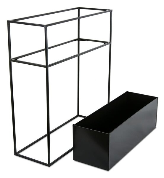 KOVOVÝ KVETINÁČ SO STOJANOM RECT 70X24X64 CM ČIERNA